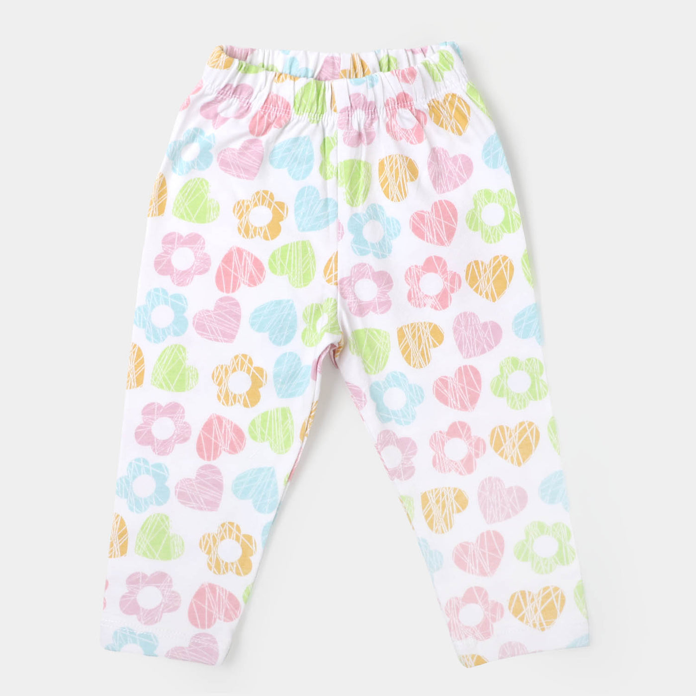 Infant Girls Printed Tights Heart All Over - White