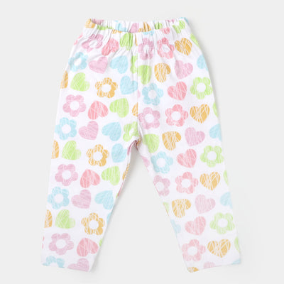 Infant Girls Printed Tights Heart All Over - White