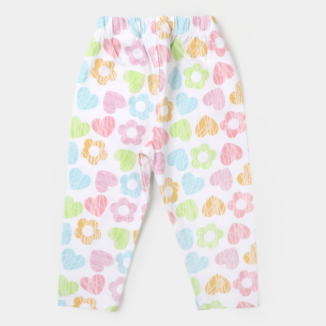 Infant Girls Printed Tights Heart All Over - White