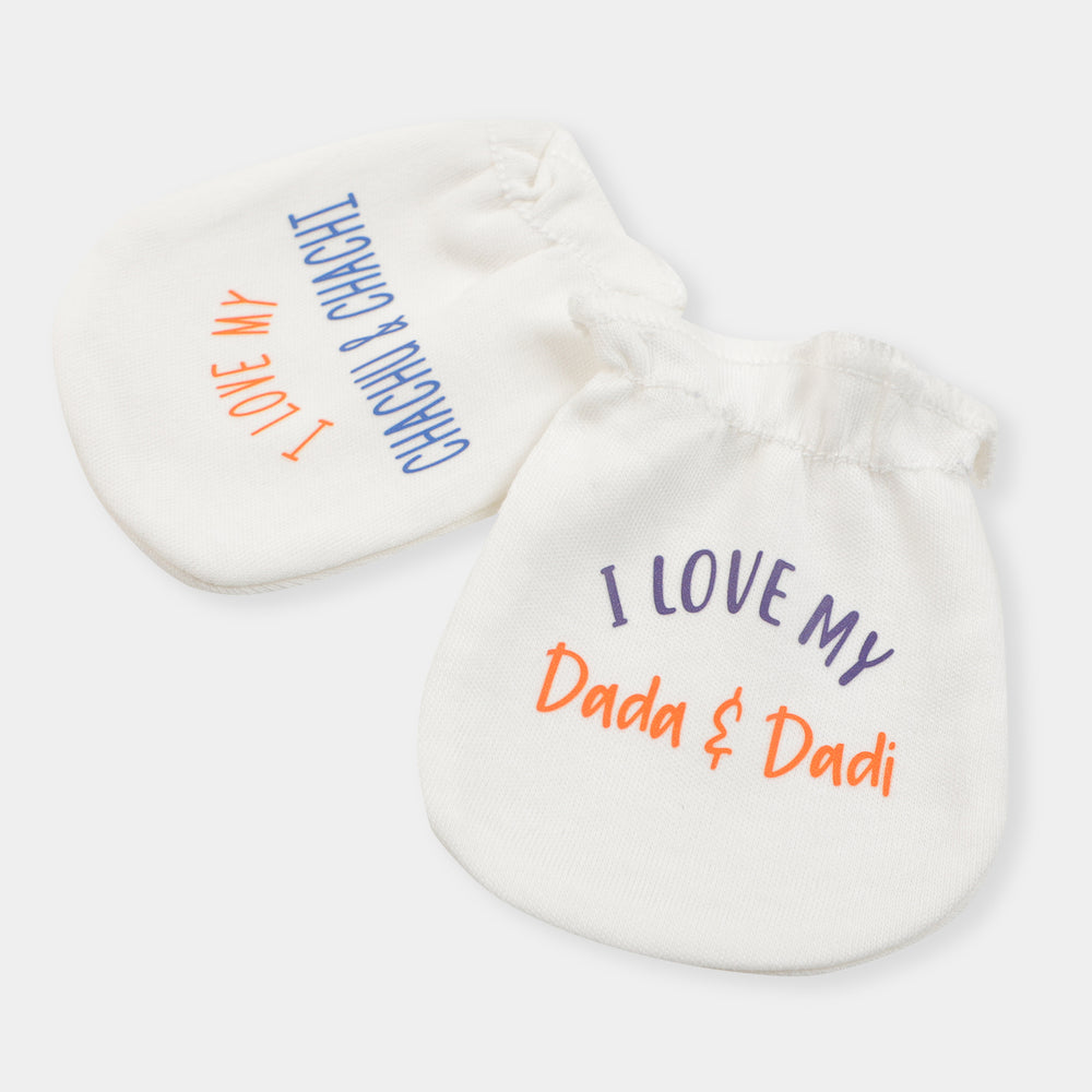 Infants Mittens Dada & Dadi - White