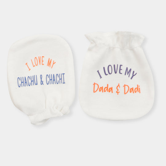 Infants Mittens Dada & Dadi - White