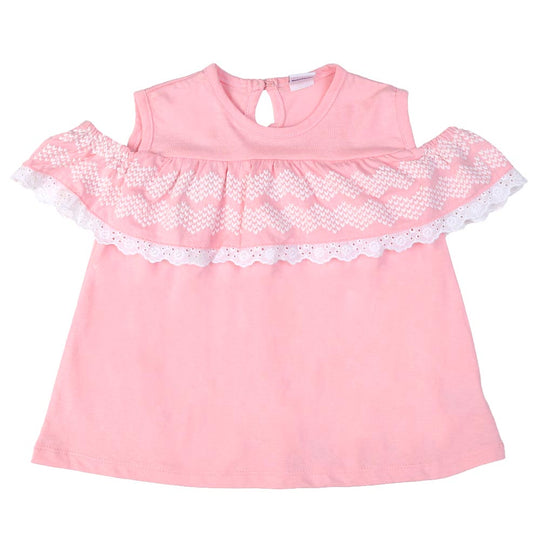 Infant Girls Frocks S/L Lace - Pink