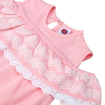 Infant Girls Frocks S/L Lace - Pink