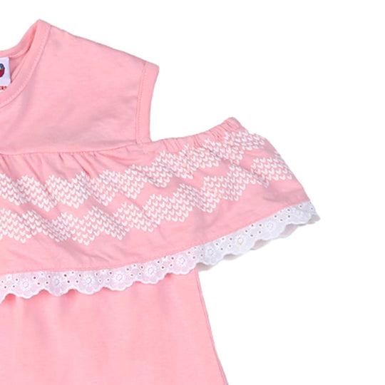 Girls Frocks S/L Lace - Pink