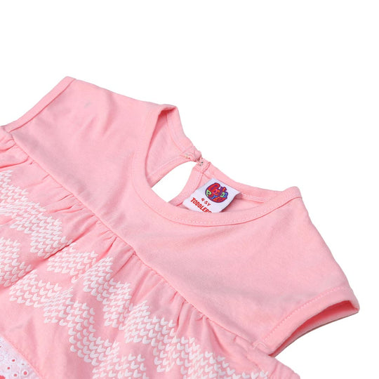 Girls Frocks S/L Lace - Pink