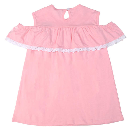 Girls Frocks S/L Lace - Pink