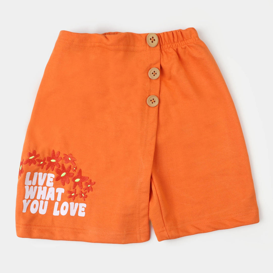Girls Short Floral - Orange