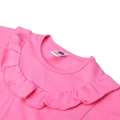 Girls T-Shirt Hem EMB - Pink