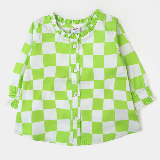 Infant Girls Cotton Casual Top - Green