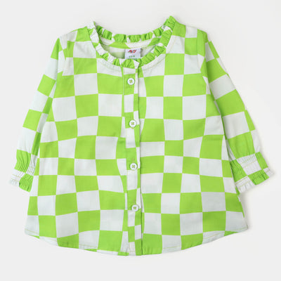 Infant Girls Cotton Casual Top - Green