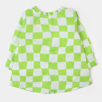 Infant Girls Cotton Casual Top - Green