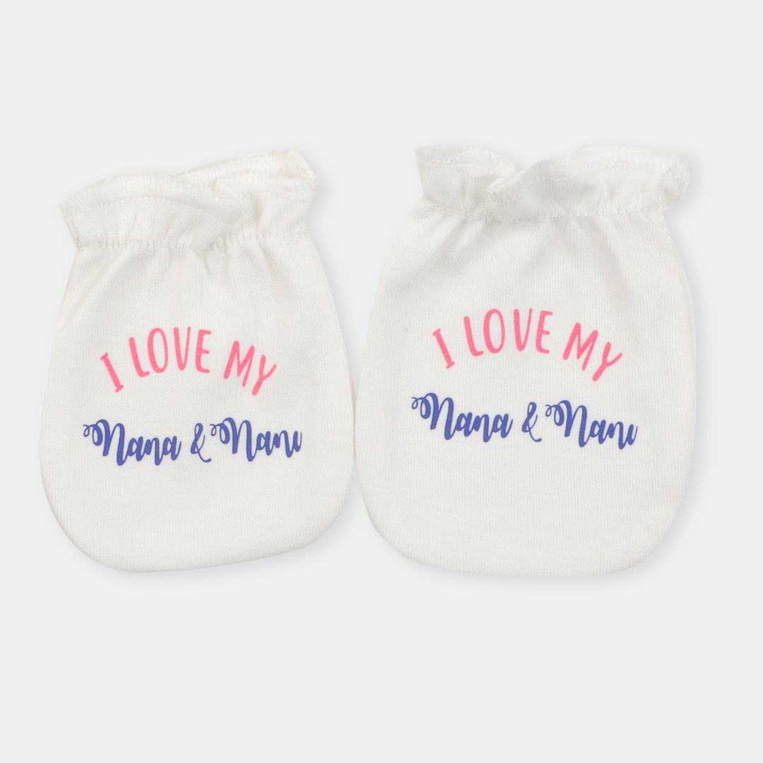 Infant Mittens Nana & Nani- White