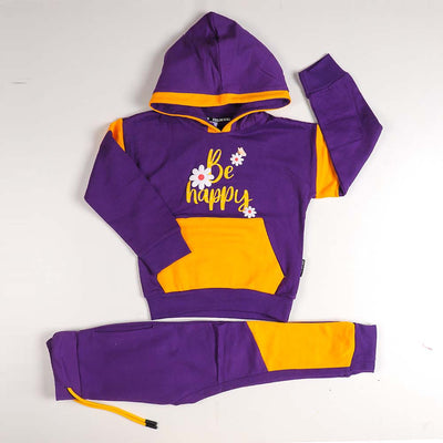 Girls 2 Piece Suit Fleece Be Happy - Purple