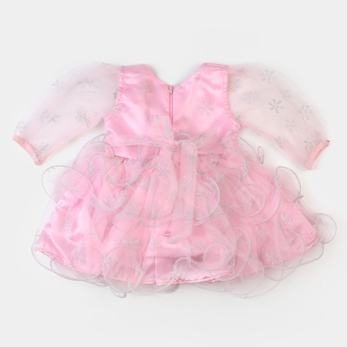 Infant Girls Net Fancy Frock Sparkling - Pink