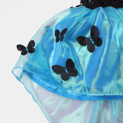 Infant Girls Net Fancy Frock Butterfly - Blue