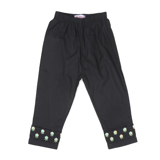 Embroidered Pant For Girls - Black