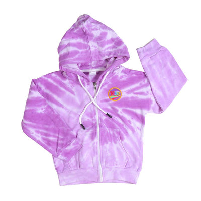 Girls Hooded Knitted Jacket Good Vibes Tie Dye - Purple