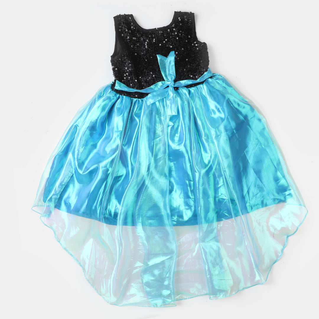 Girls Net Fancy Frock Butterfly - Blue