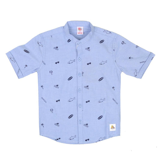 Beach AOP Casual Shirt For Boys - Light Blue