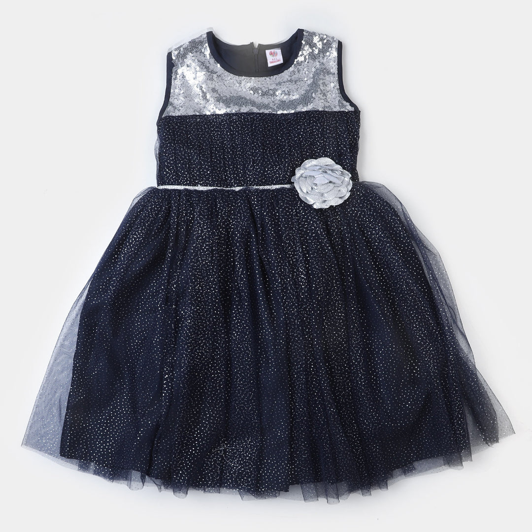 Girls Net Fancy Frock Twinkel - NAVY