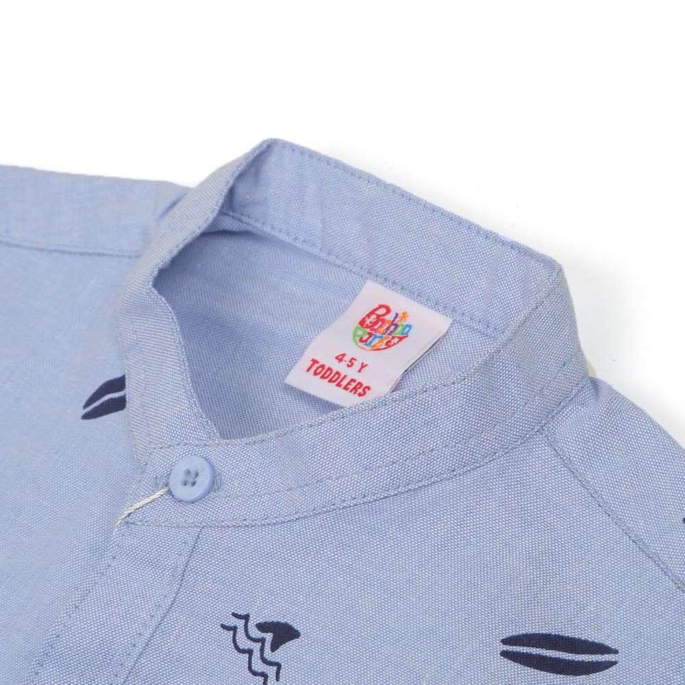 Beach AOP Casual Shirt For Boys - Light Blue