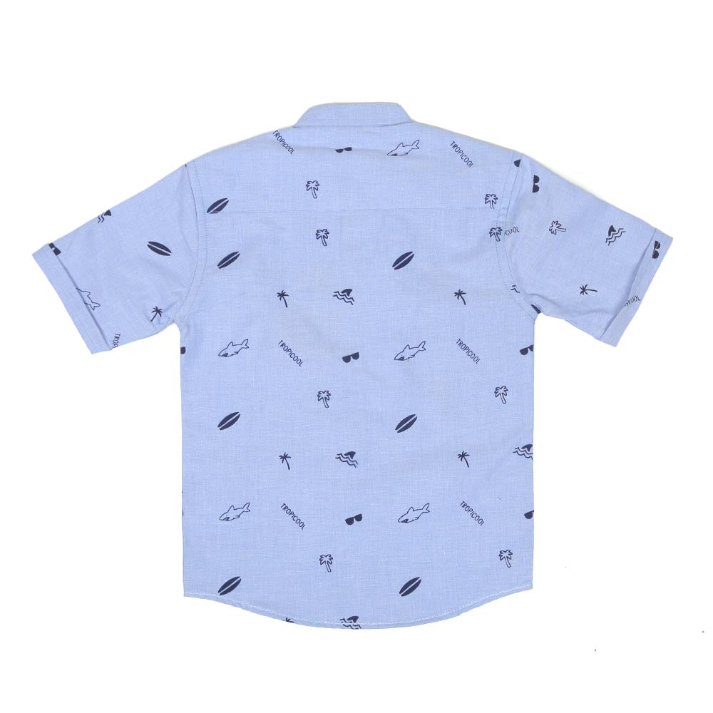 Beach AOP Casual Shirt For Boys - Light Blue