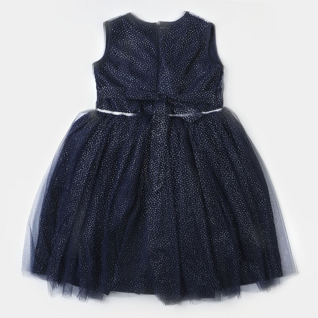 Girls Net Fancy Frock Twinkel - NAVY