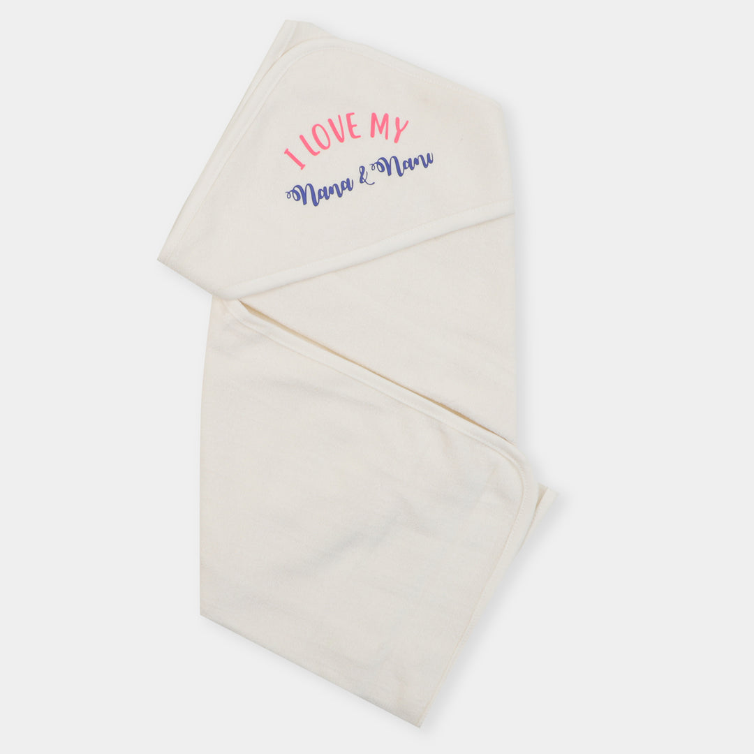 Infant Baby Bath Towel Nana & Nani - White