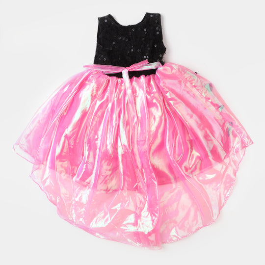 Girls Net Fancy Frock Butterfly - Pink