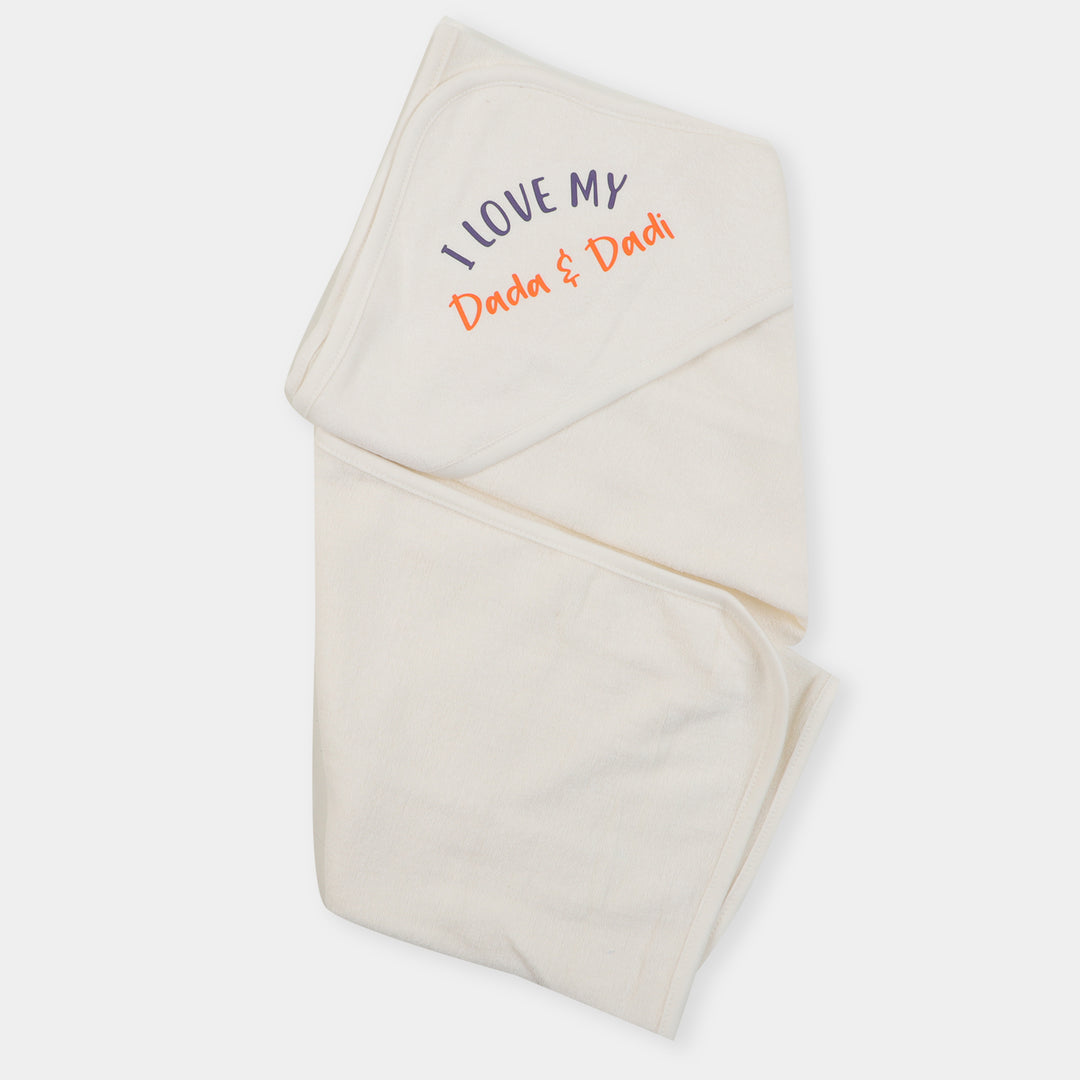 Infant Baby Bath Towel Dada & Dadi - White