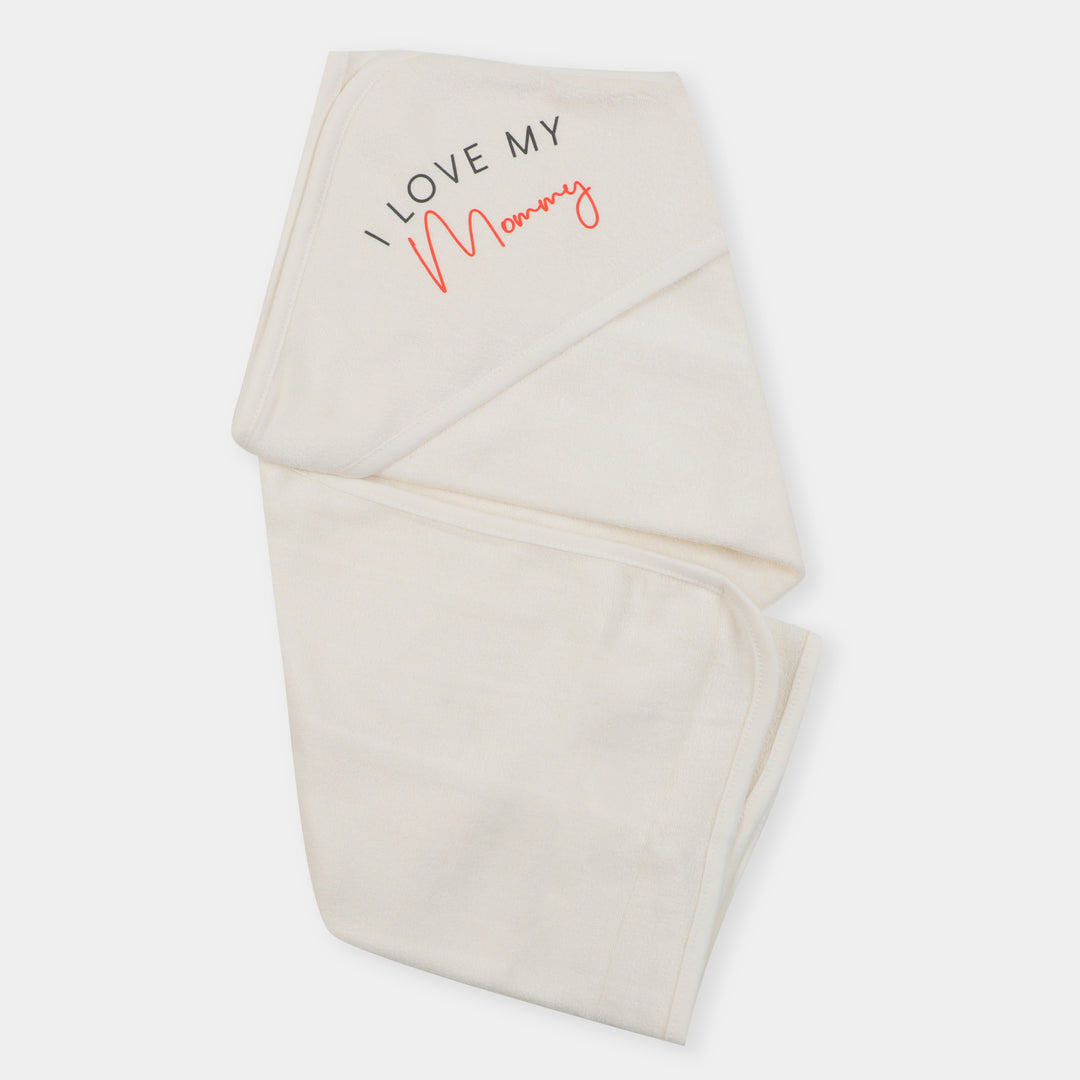 Infant Baby Bath Towel Love My Mummy - White