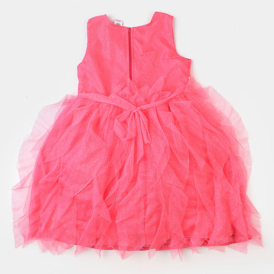 Girls Net Fancy Frock Glitter - Pink