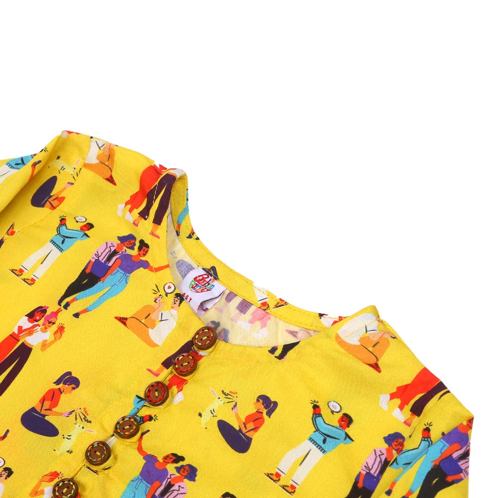 Girls Siblings Casual Top- Yellow