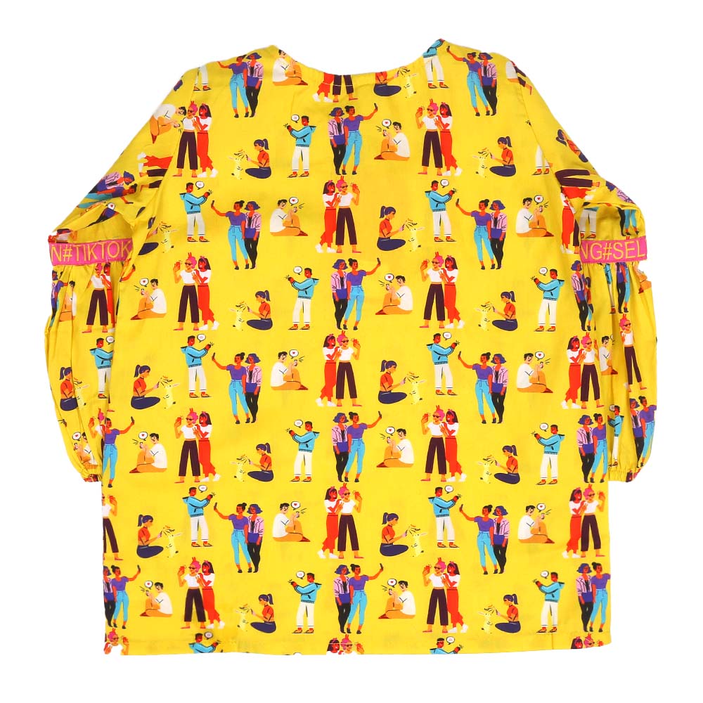 Girls Siblings Casual Top- Yellow