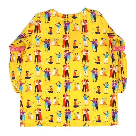 Girls Siblings Casual Top- Yellow