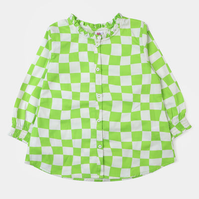 Girls Cotton Casual Top - Green