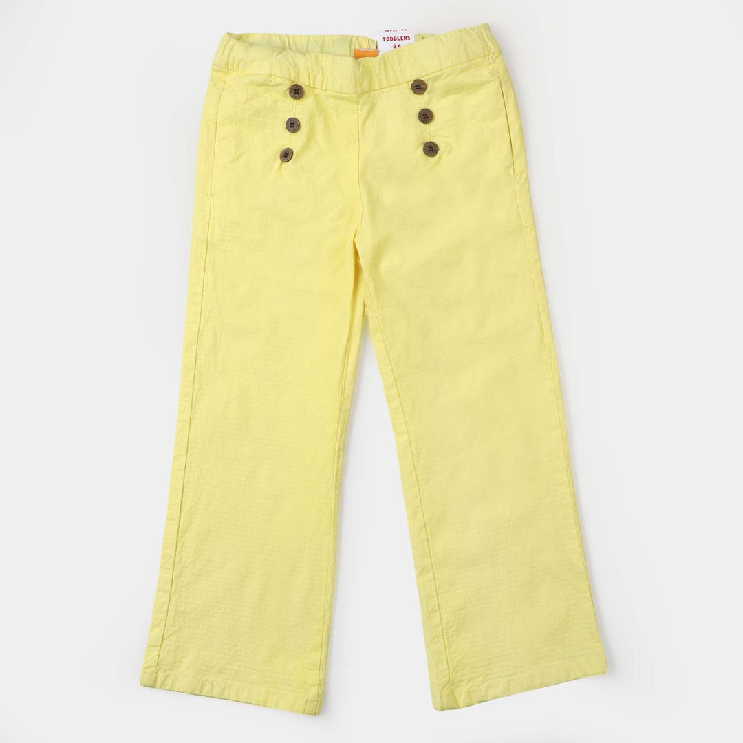 Girls Cotton Pant Buttons - Lime