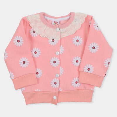Infant Girls Knitted Jacket Sun Flower - Pink
