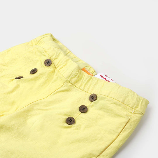 Girls Cotton Pant Buttons - Lime