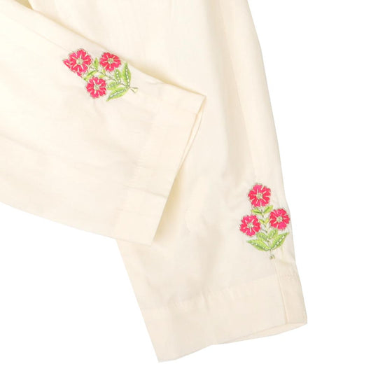 Girls 3Pcs Fancy Floral Garden - Cream