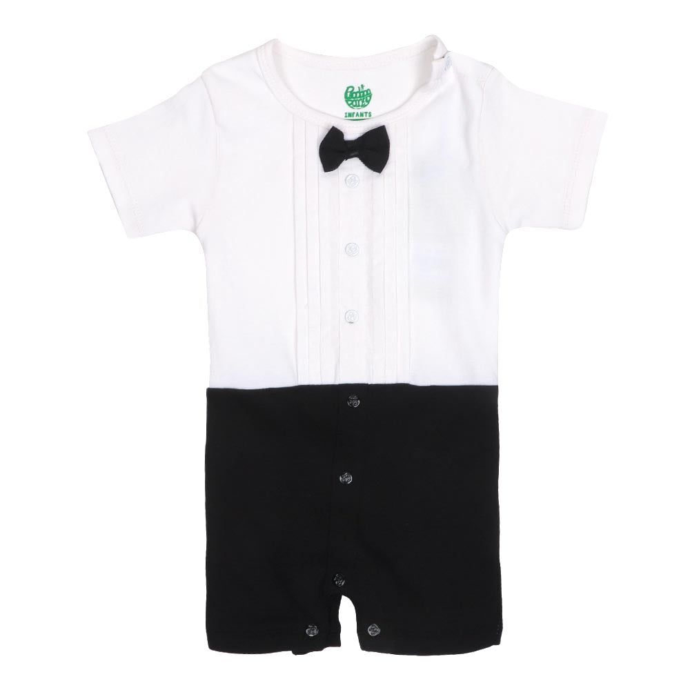 Infant Boys Knitted Romper - B. White