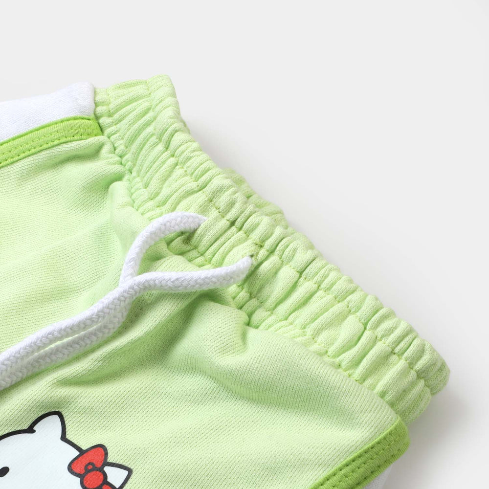 Infant Girls Knitted Terry Short Character - Sharp Green