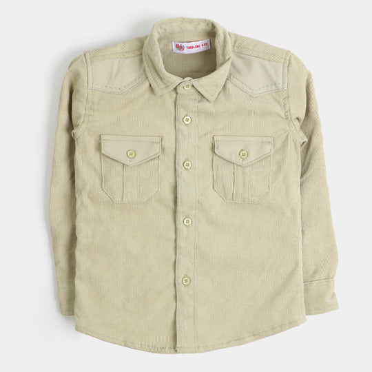 Boys Shirt Corduroy D/Pockets - Light Beige