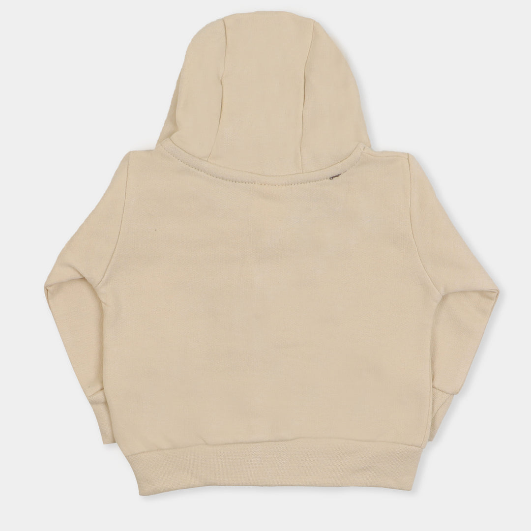 Infant Boys Hooded Knitted Jacket Forest - Light Beige