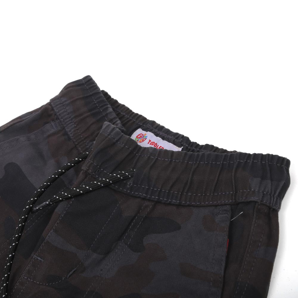 Boys Pants Cotton Cargo Camo Print - Grey