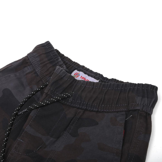 Boys Pants Cotton Cargo Camo Print - Grey