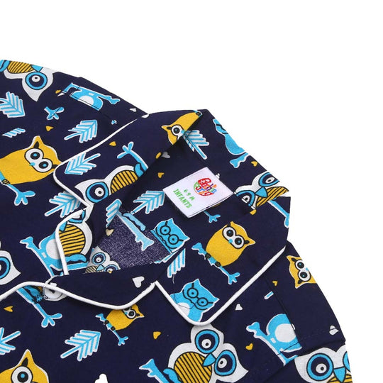 Infant Boys Woven Night Suit Little Owl - NAVY