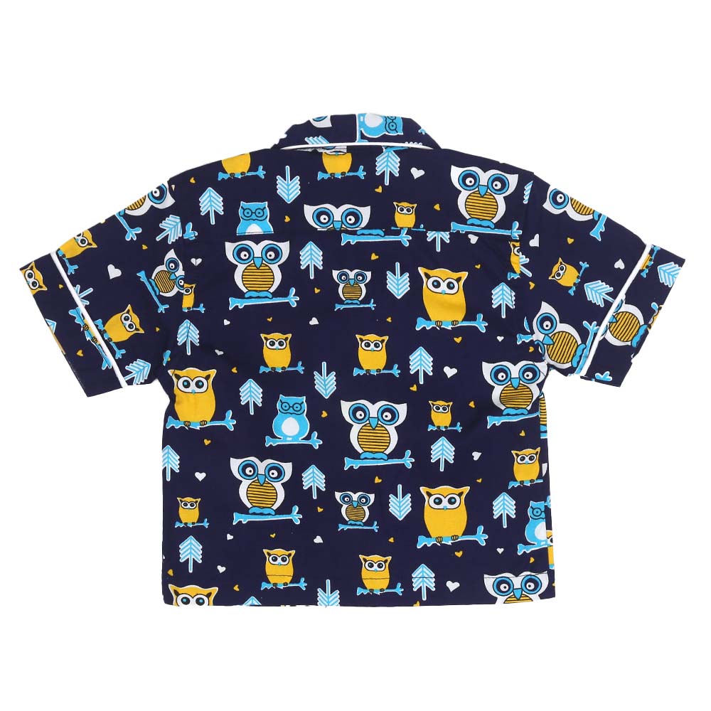 Infant Boys Woven Night Suit Little Owl - NAVY