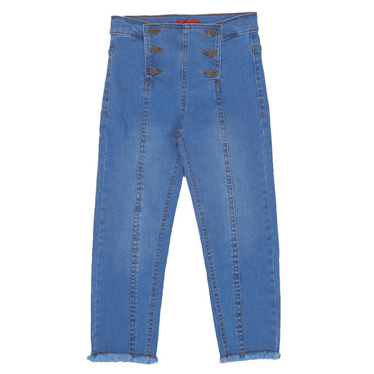 Girls Pant Denim Buttons - Lt.Blue