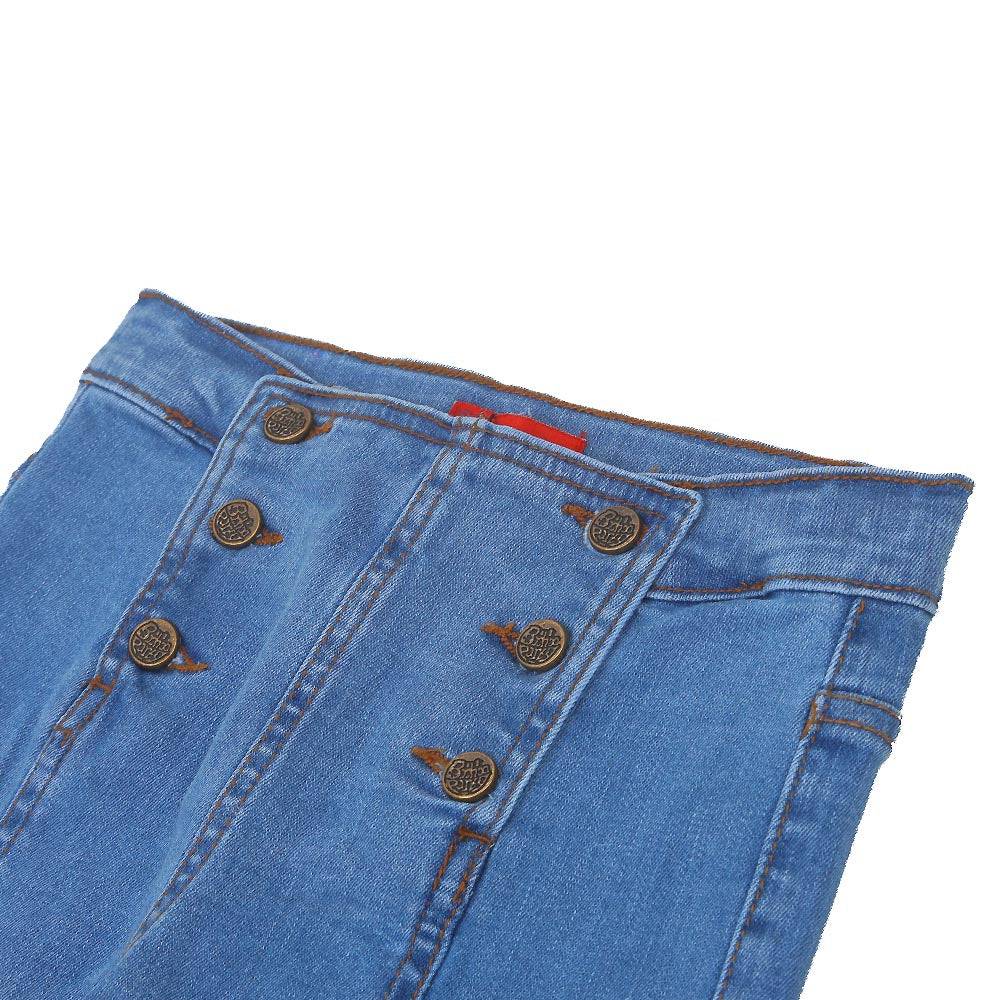 Girls Pant Denim Buttons - Lt.Blue